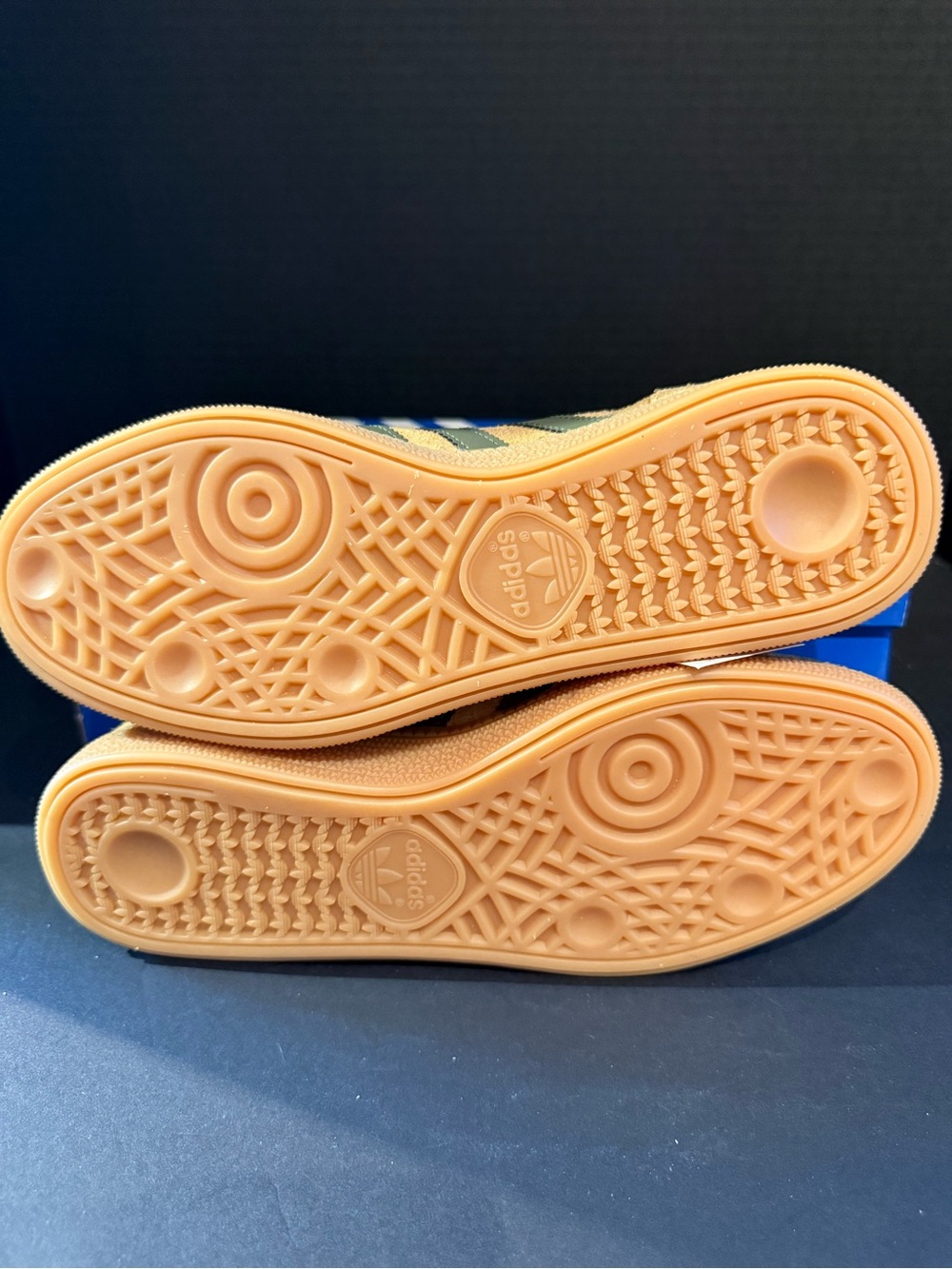 adidas Tan Suede Sneakers with Olive Stripes - Picture 5 of 7